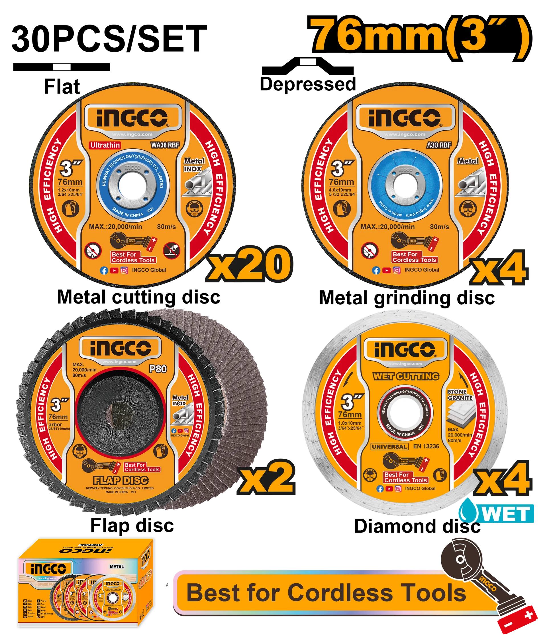 Set guri abraziv INGCO 30/1 - MCD07630