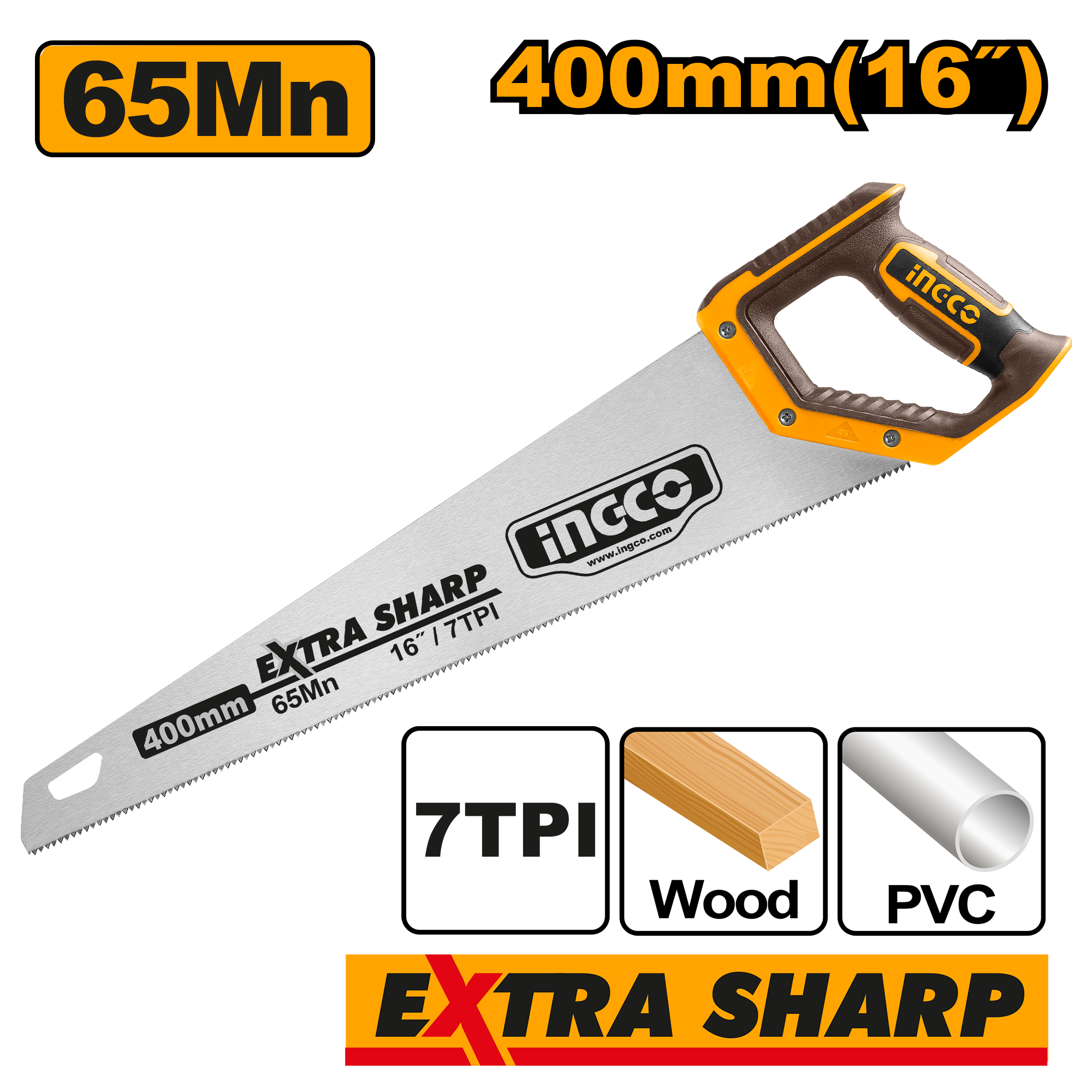 РАЧНА ПИЛА INGCO 400mm ЗА ДРВО И ПЛАСТИКА – HHAS15400