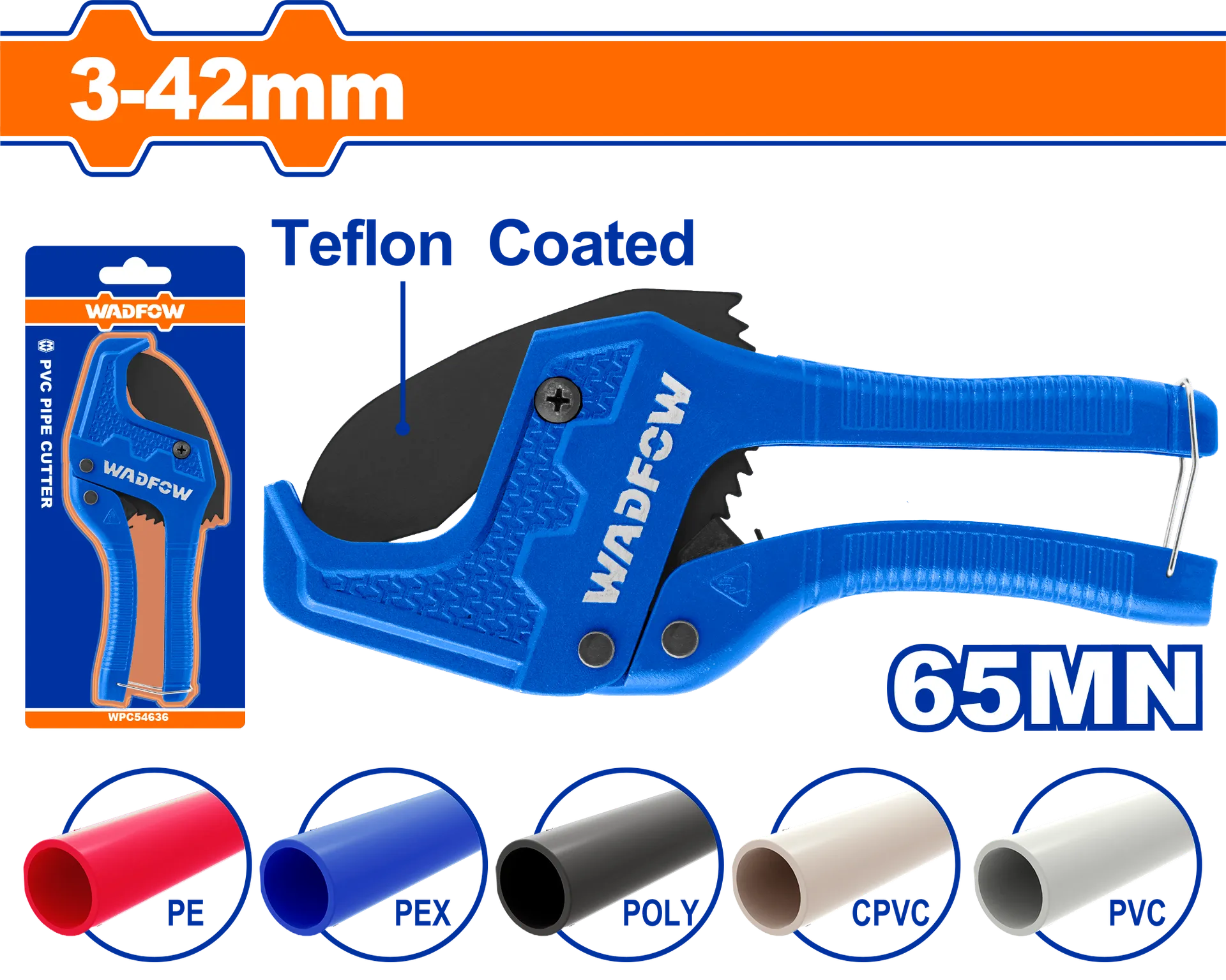 КЛЕШТА ЗА СЕЧЕЊЕ за PVC цевки 3-42mm WADFOW WPC54642