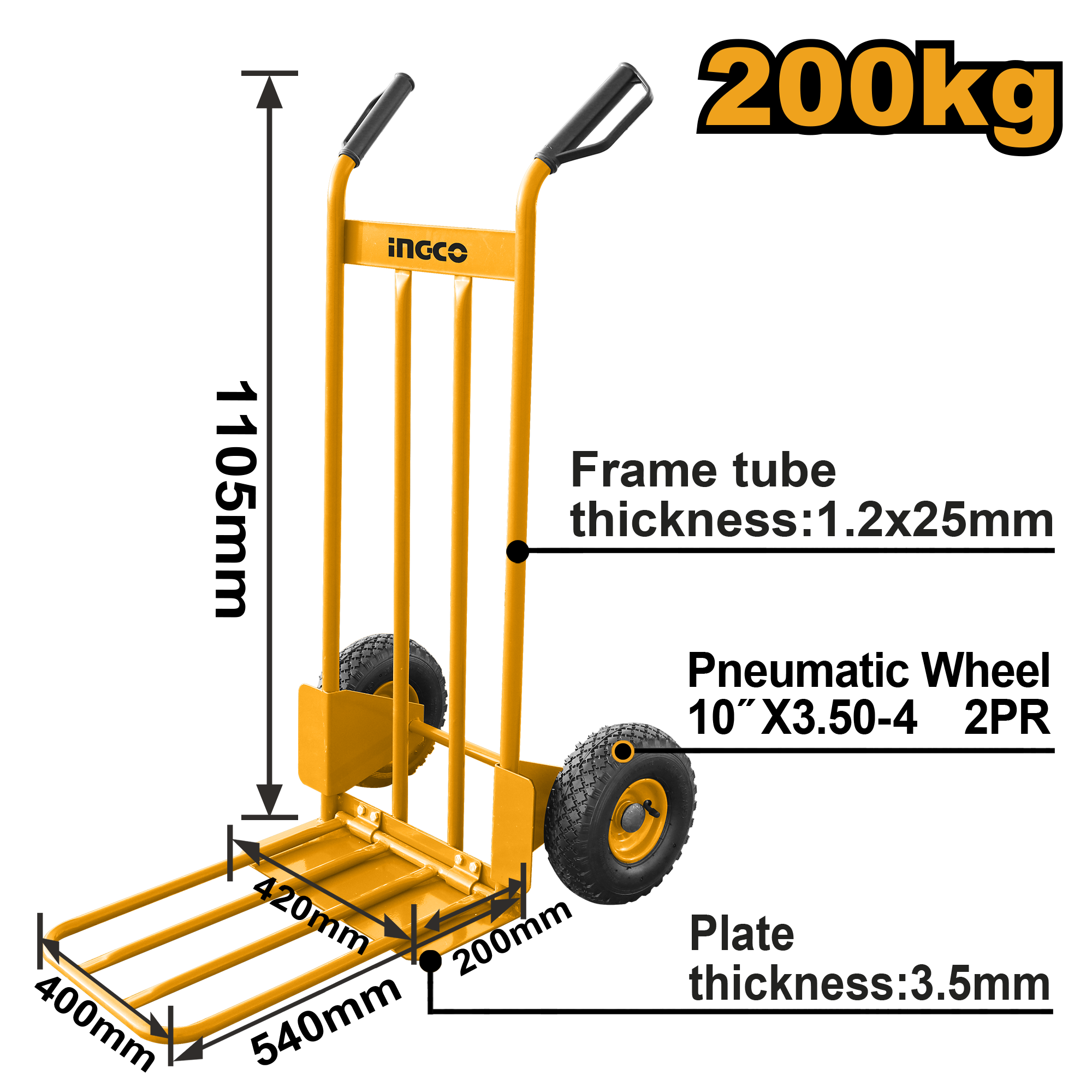 КОЛИЧКА ТРАНСПОРТНА 200KG INGCO HHHT20771
