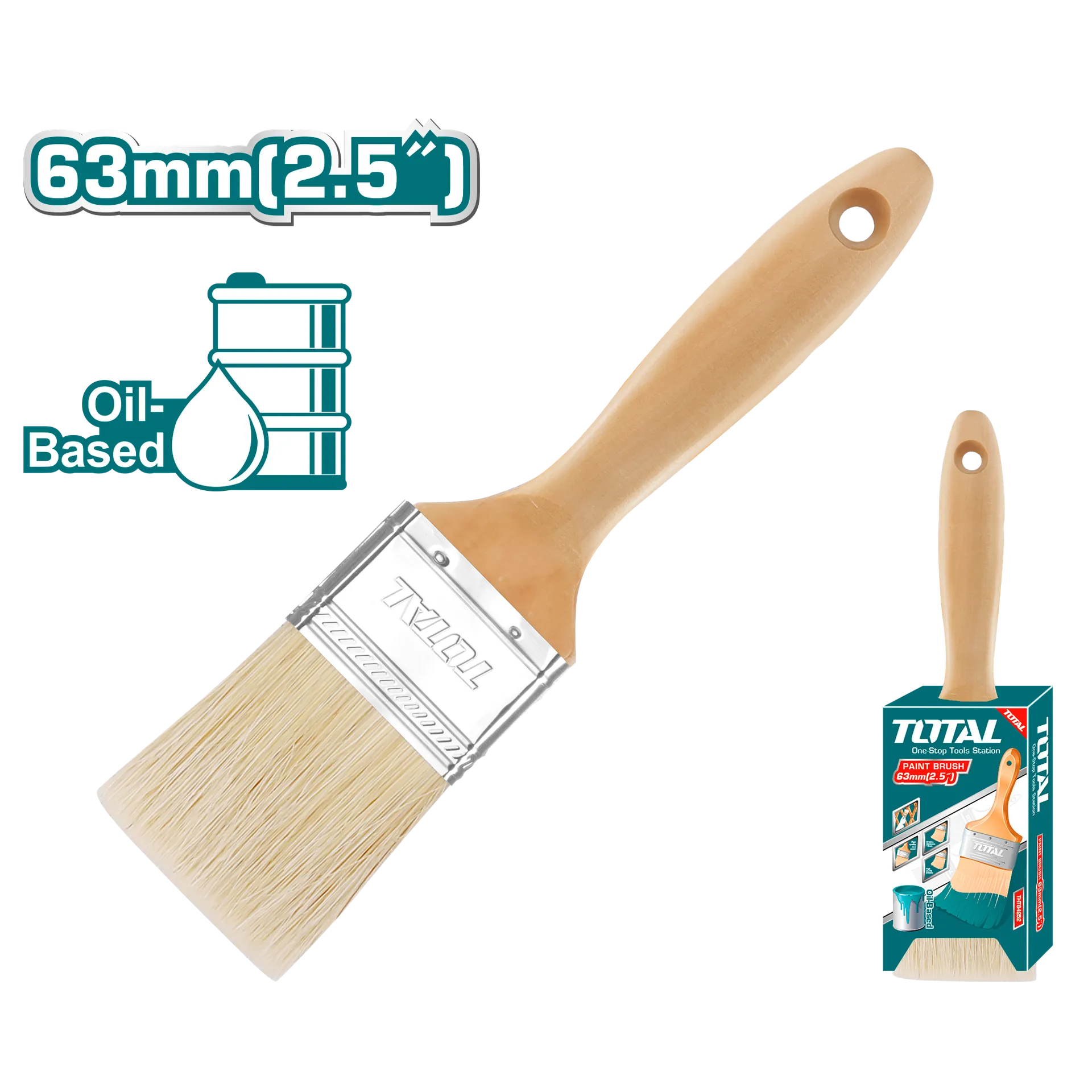 Furçë për ngjyrë 63mm dorezë drusore TOTAL THT84252