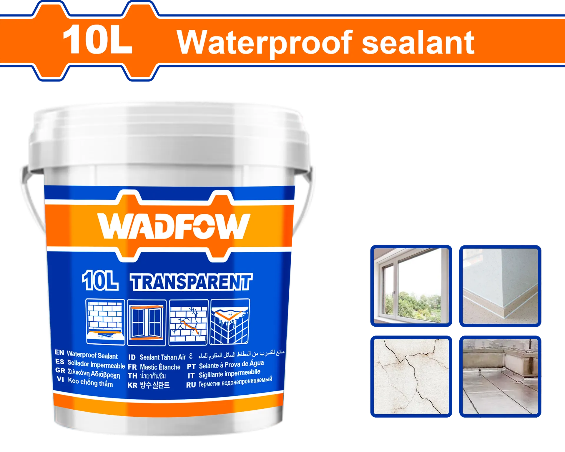 Водоотпорен силикон заптивка 10L транспарентен WADFOW WGQ3T10