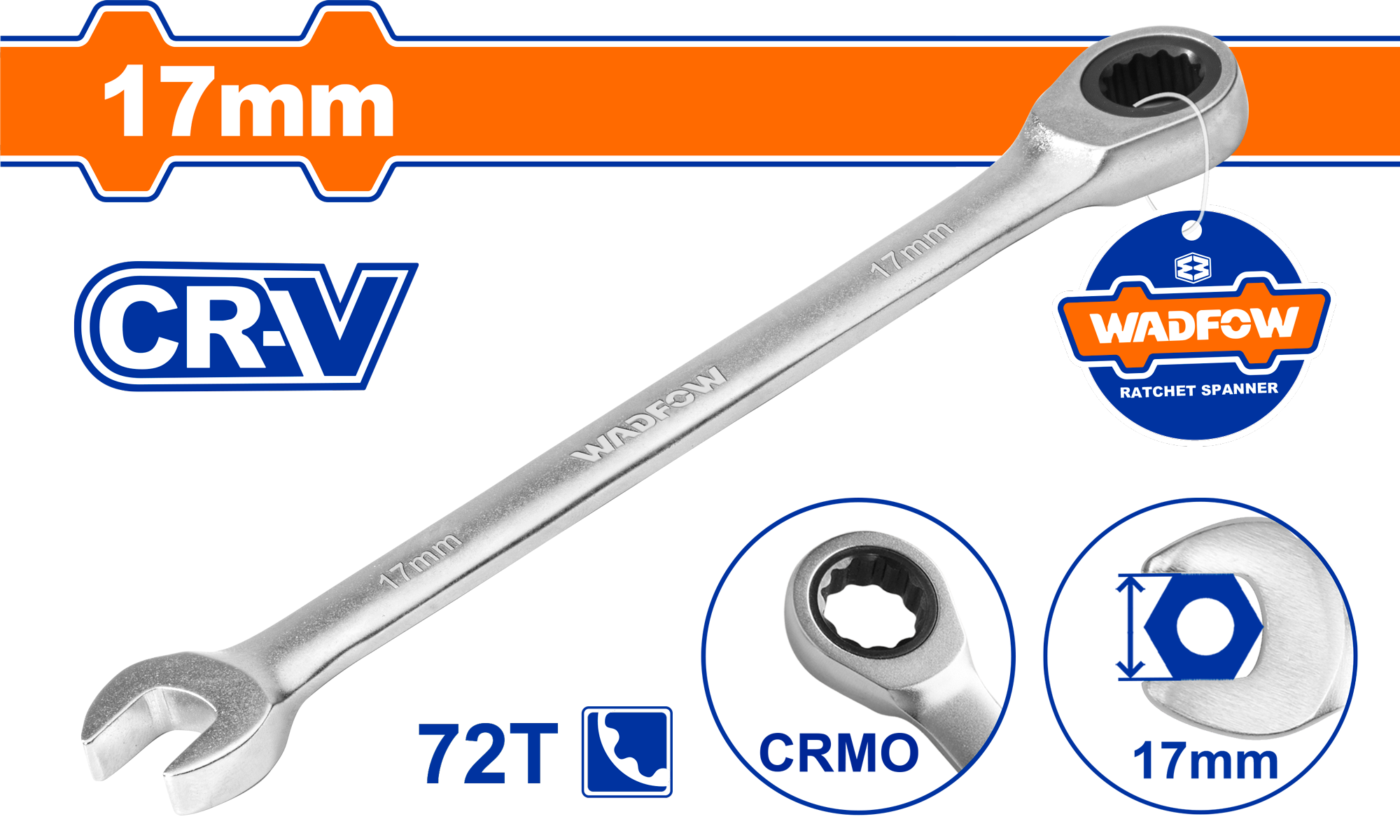 РАЧВАСТ КЛУЧ СО КРЦКАЛКА 17mm WADFOW WSA5117