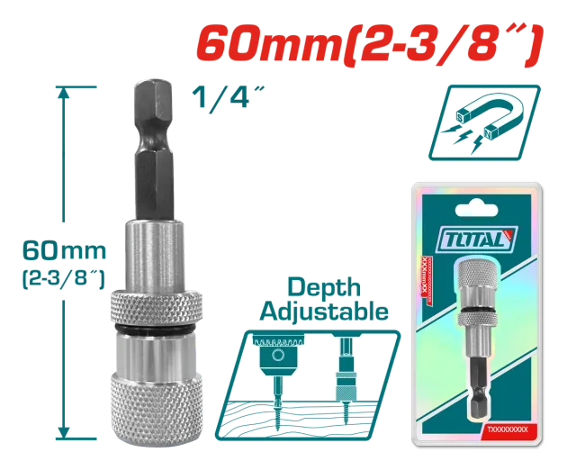 НАСТАВАК ЗА БИТОВИ 1/4″ СО ГРАНИЧНИК TOTAL TAC464601