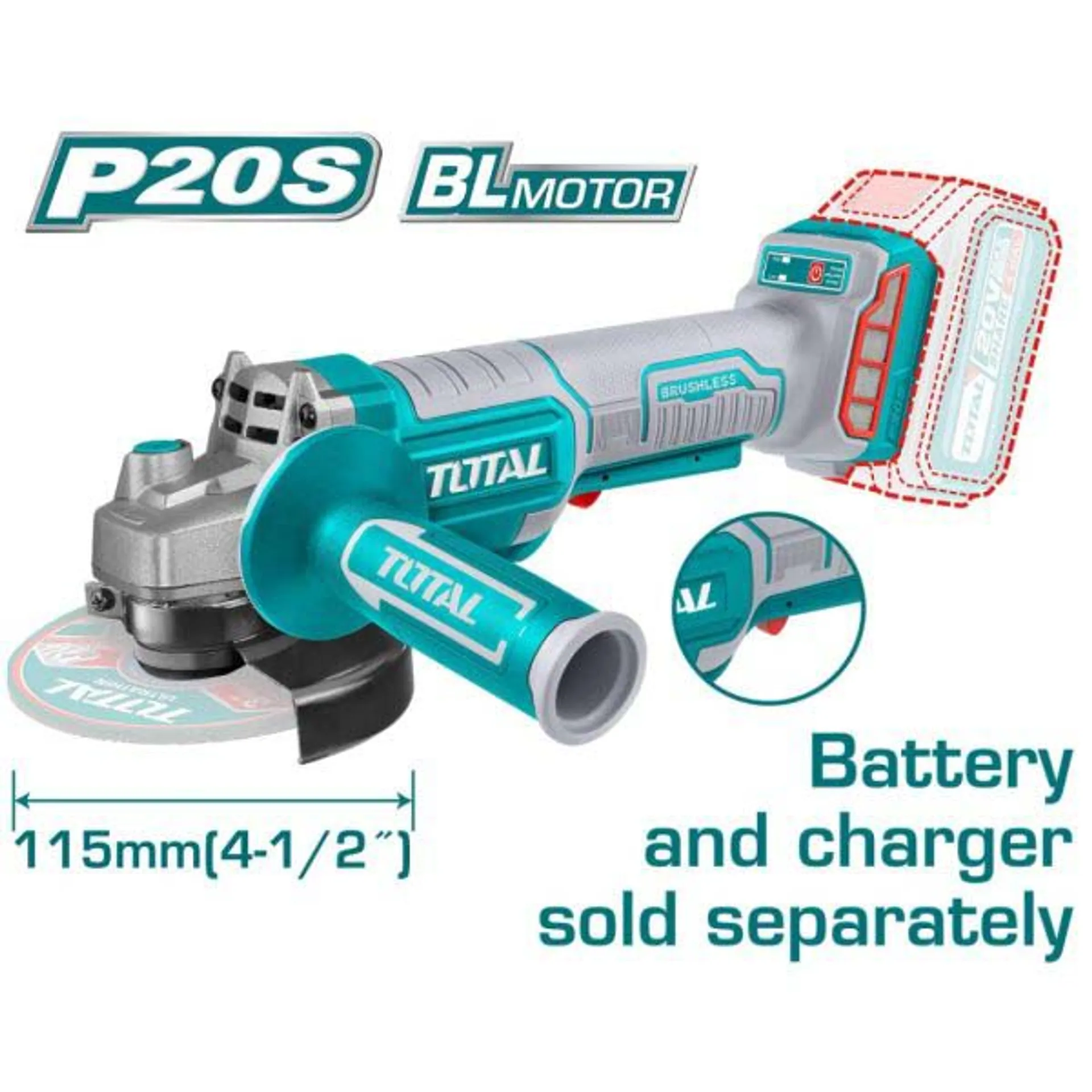 Rrethues këndor 900W 20V 1×4.0Ah TOTAL TAGLI2111541