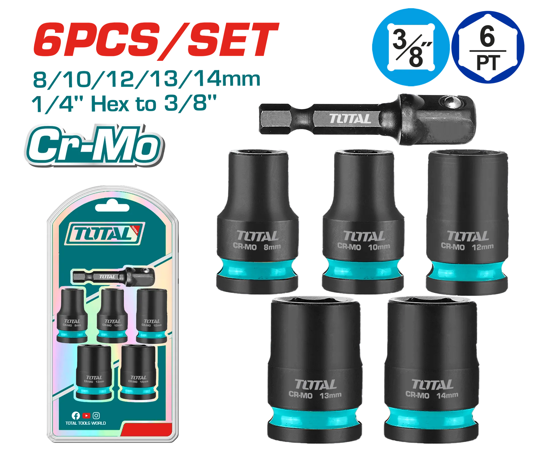 Çesat patente set 6/1 3/8″ TOTAL THKISD38062