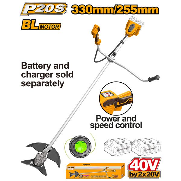 Trimeri me bateri INGCO 40V (2x20V) vetem pajisja pa bateri BL-CSTLI20018