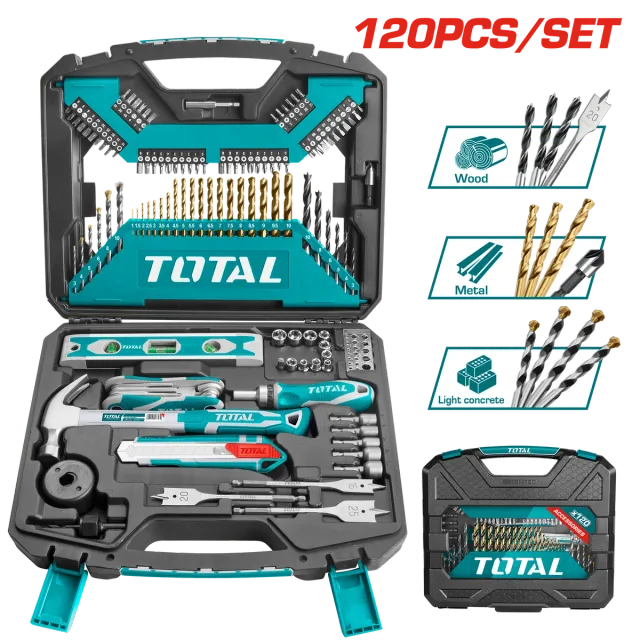 РАЧЕН АЛАТ СЕТ 120/1 + БУРГИИ TOTAL THKTAC01120