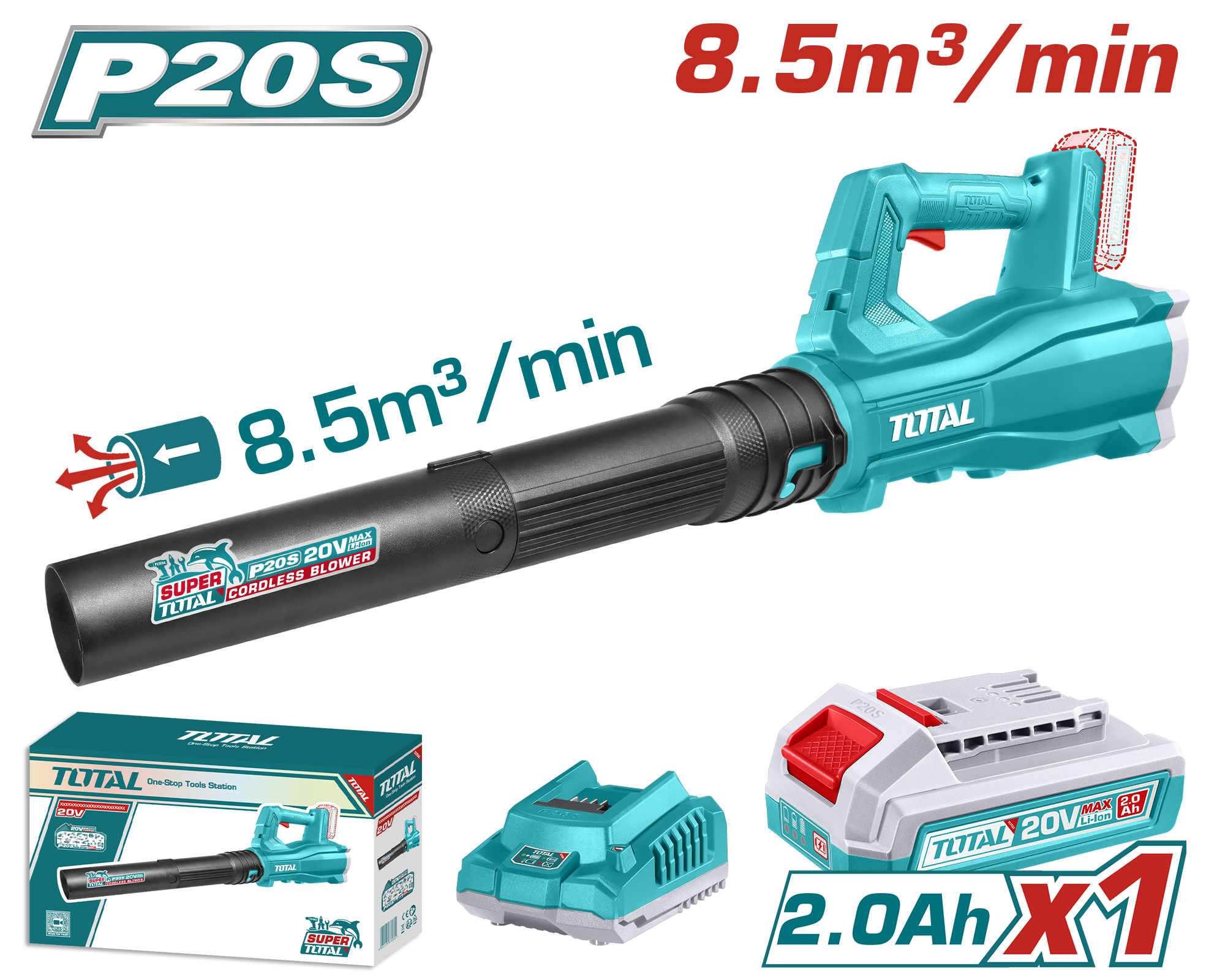 Fryrës 20V 1×2.0Ah TOTAL TABLI203235