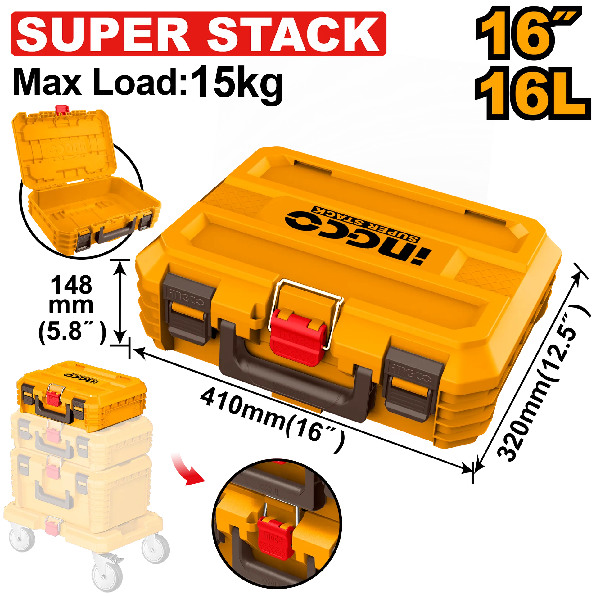 КУТИЈА ЗА АЛАТ STACKABLE 16″ 410mm INGCO PBXS101