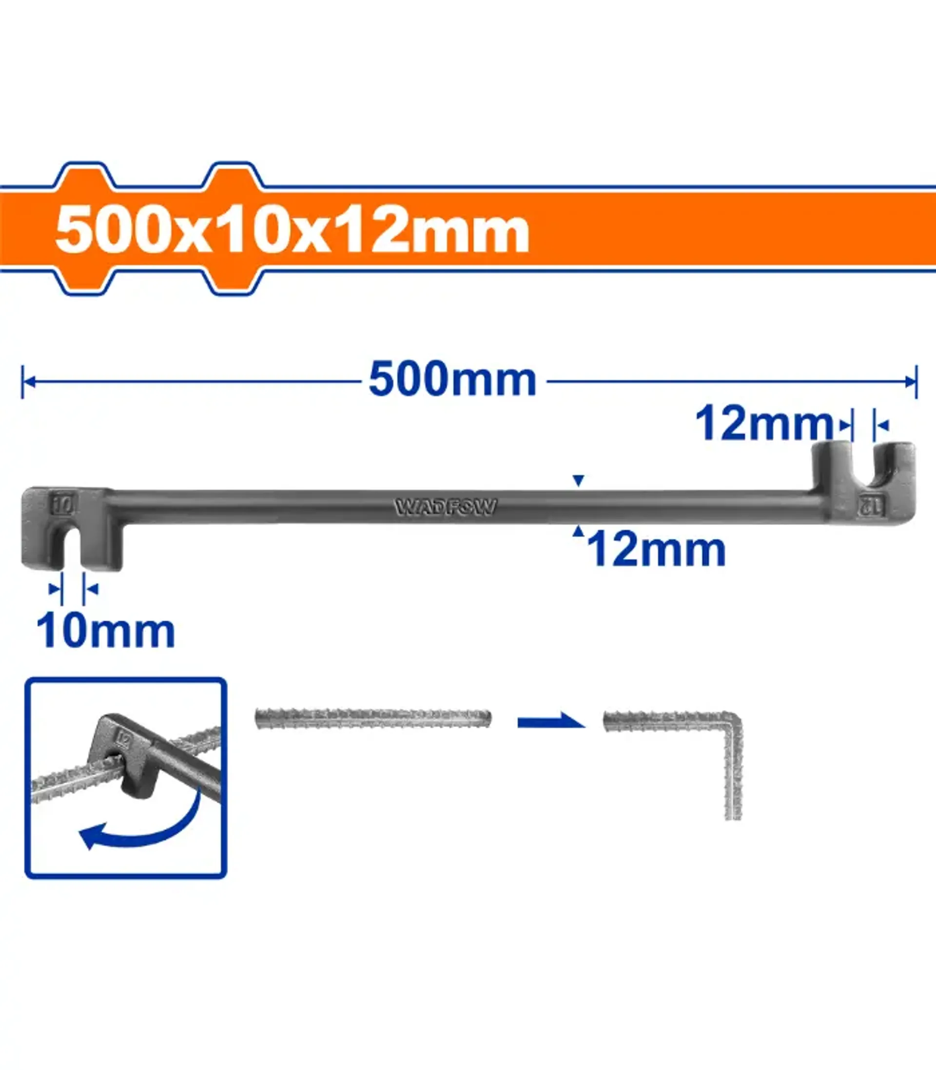 Çelës për përkuljen e armaturës 10x12mm WADFOW WQB3350