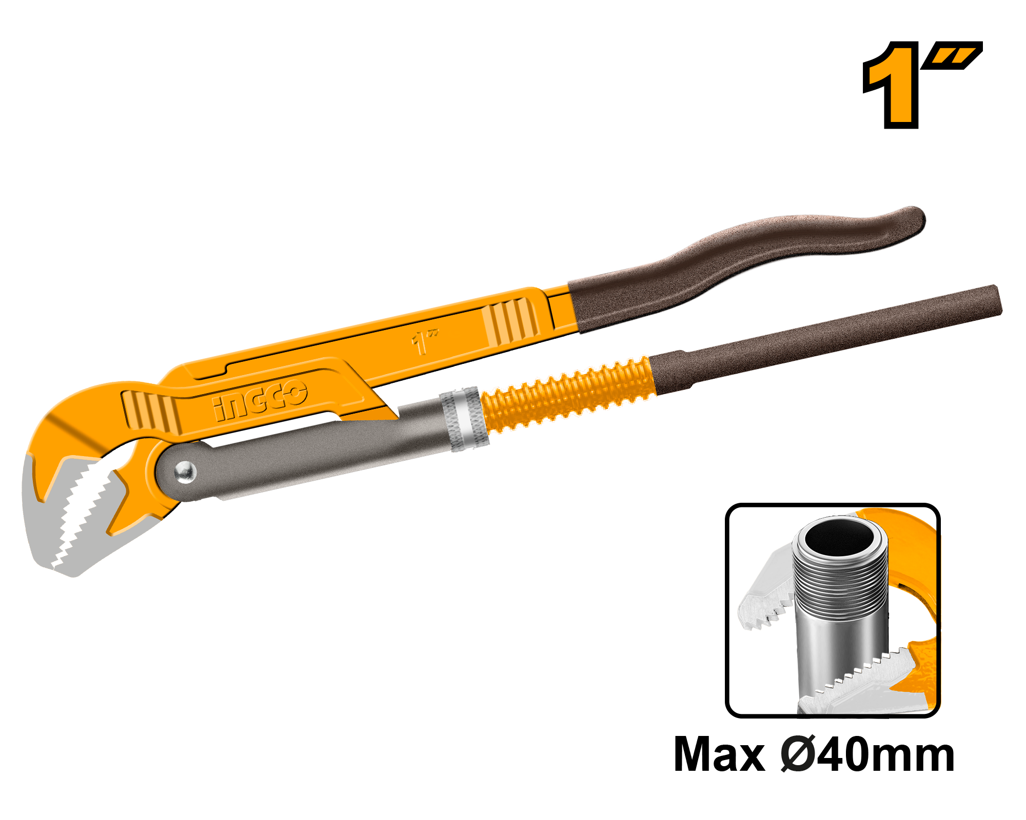 Çelës francez 1″ 40mm kapëse për tuba hidraulik INGCO HPW04013