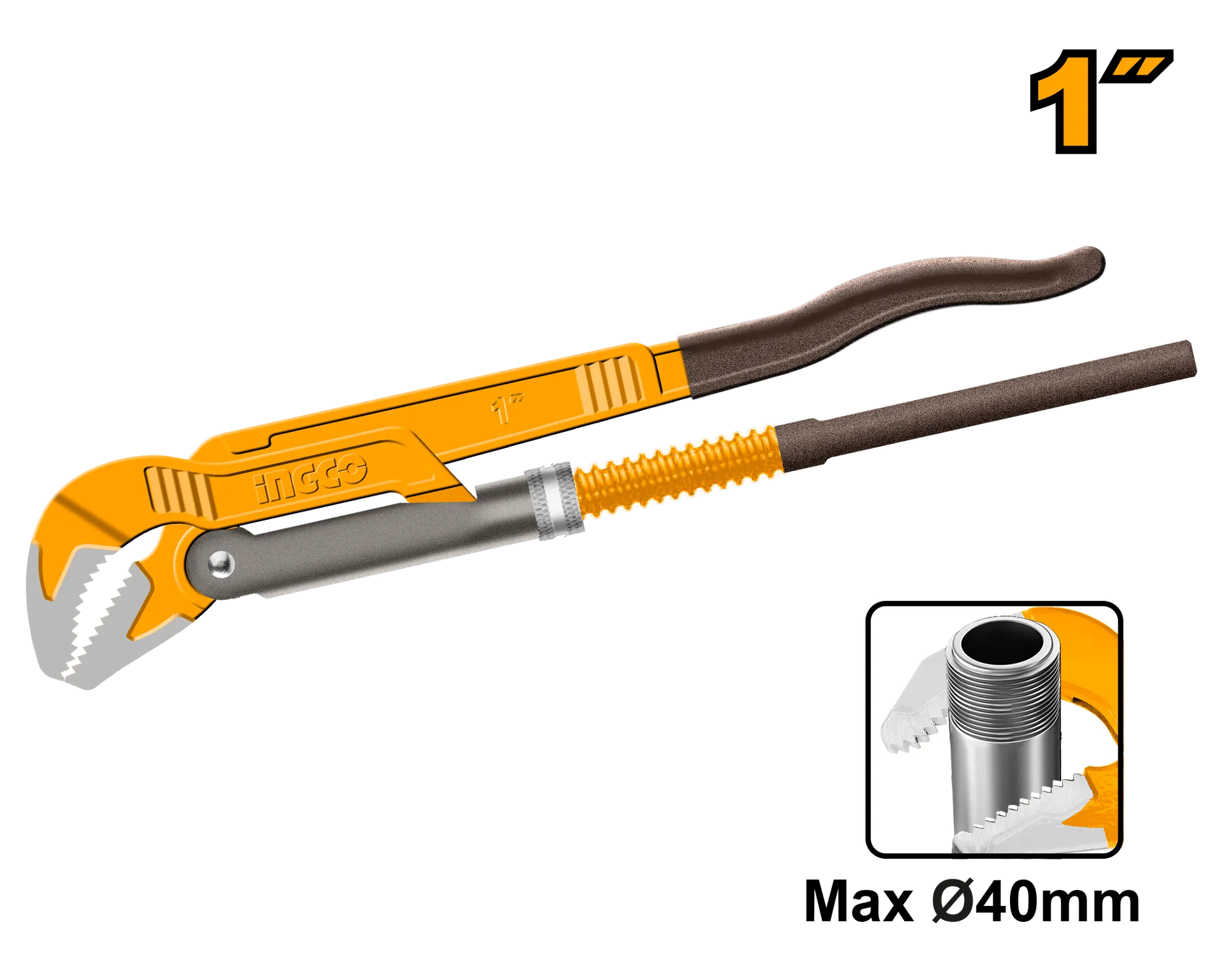 Çelës francez 1″ 40mm kapëse për tuba hidraulik INGCO HPW04013