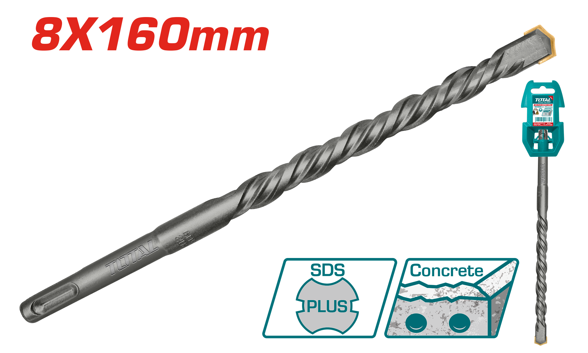 Shpim për beton SDS+ 8x160mm TOTAL TAC310802