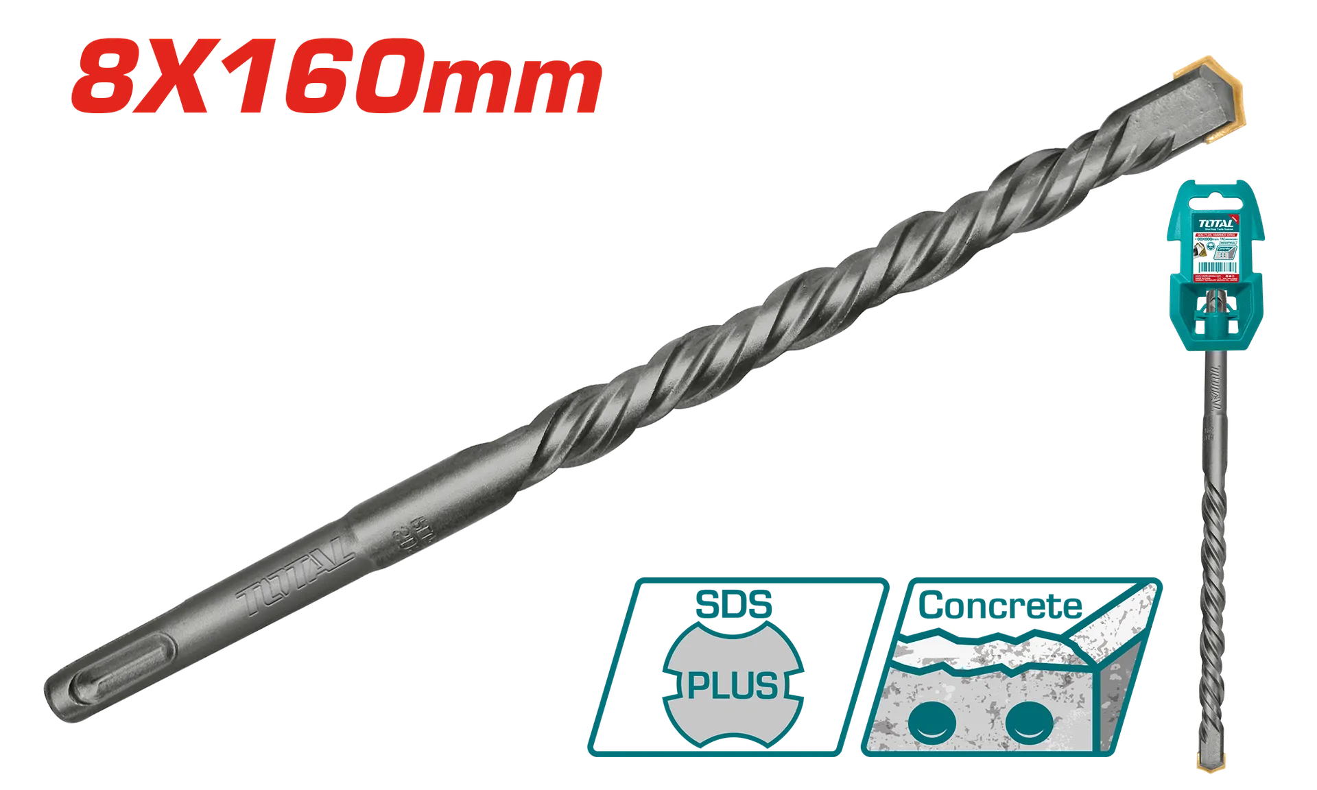 Shpim për beton SDS+ 8x160mm TOTAL TAC310802