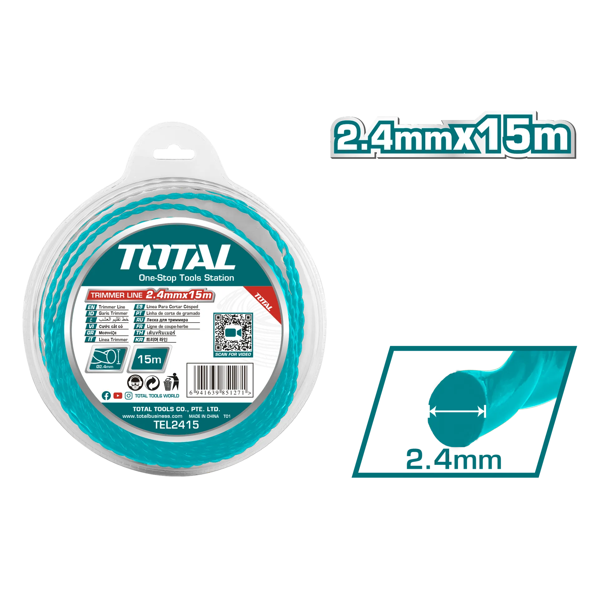 Fije për trimere TOTAL spirale 2.4mm*15M – TEL2415