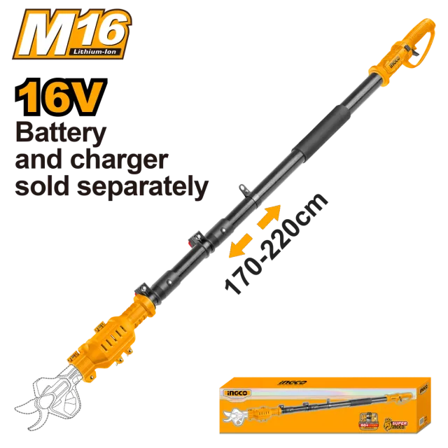 ТЕЛЕСКОПСКА РАЧКА ЗА НОЖИЦИ ЗА КРОЕЊЕ 16V 170–220СМ INGCO CERLI1658