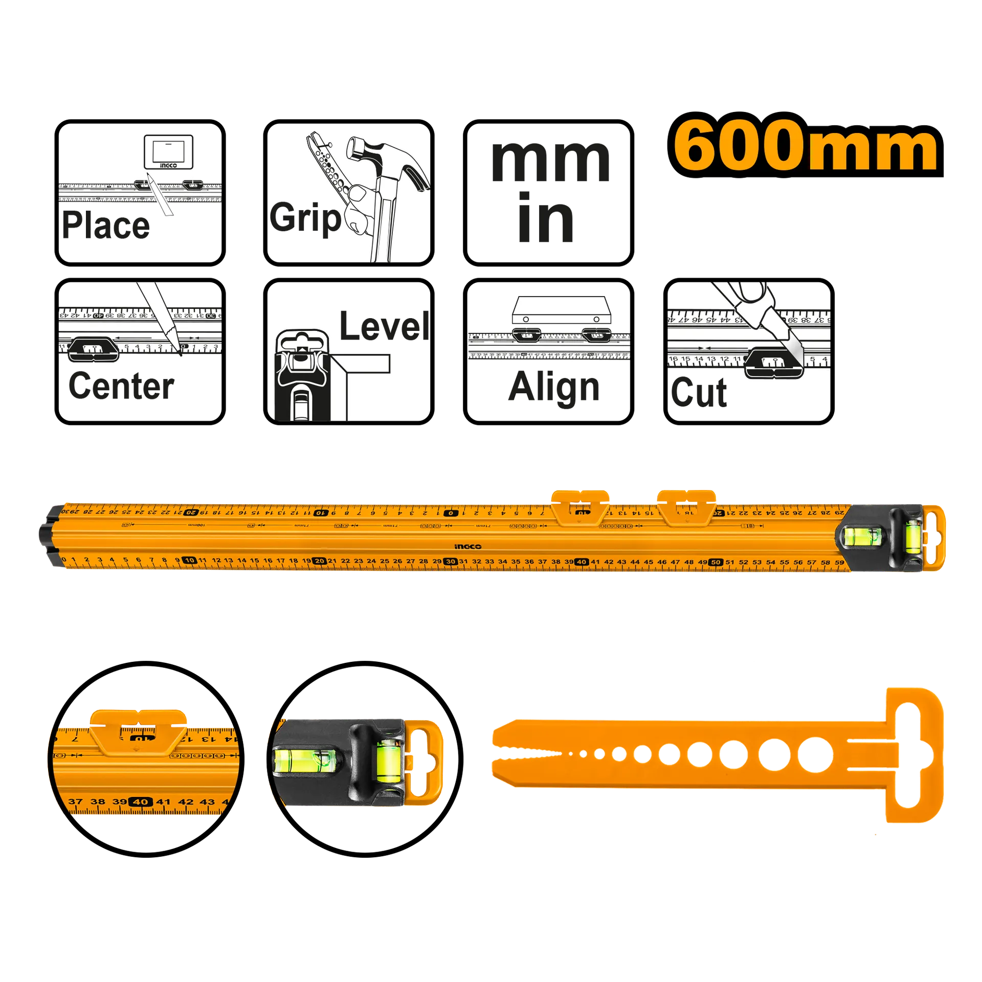 Ленир алуминиум INGCO 600mm HSR36003