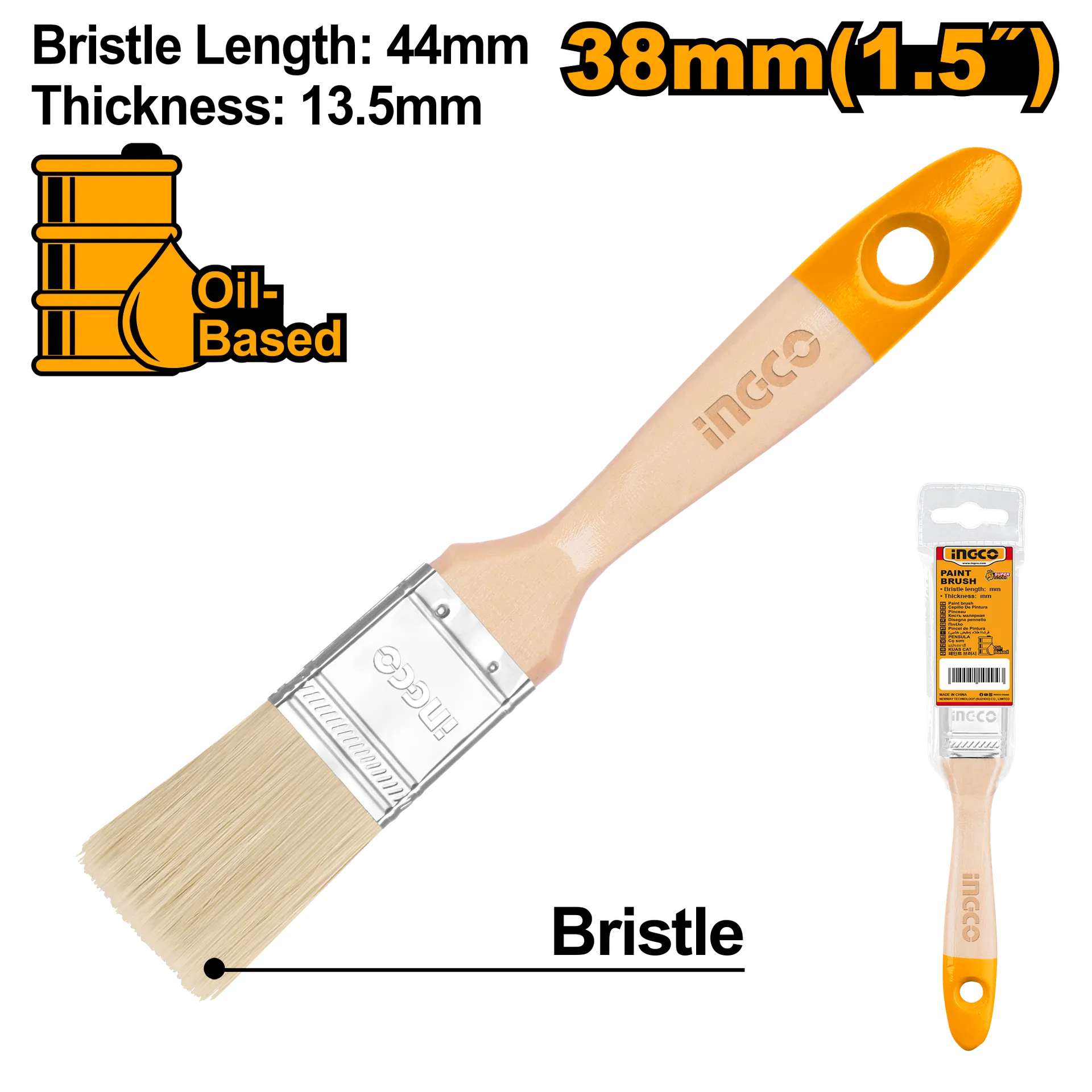 Furçë për pikturë dorezë druri INGCO 1.5″ 44mm CHPTB0115