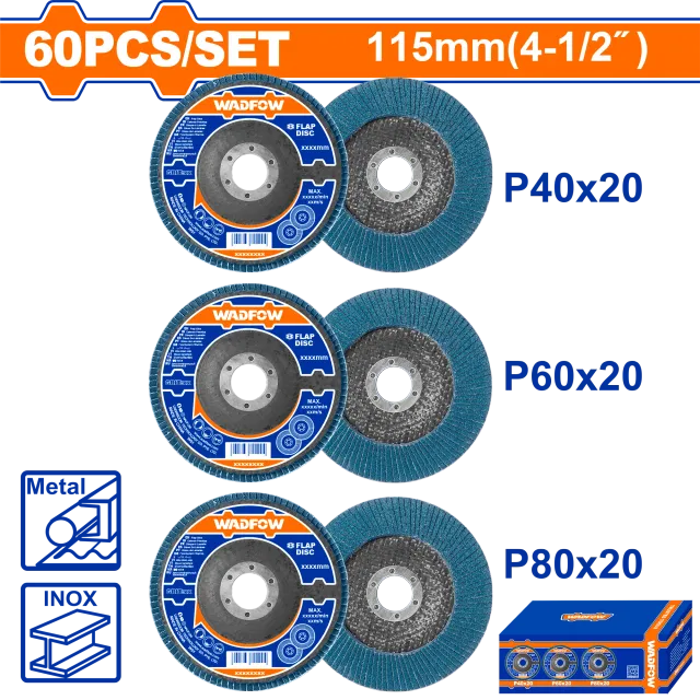 ФЛАП ДИСК СЕТ 3/1 (P40+P60+P80) WADFOW WYL1355