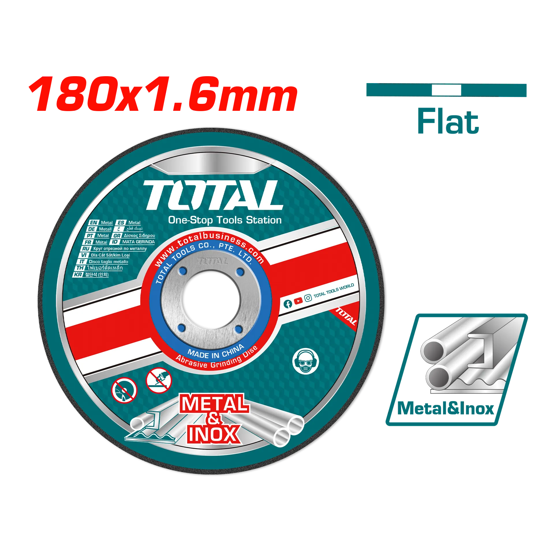 БРУСЕН КАМЕН 180×1.6mm МЕТАЛ И ИНОКС TOTAL TAC2211802