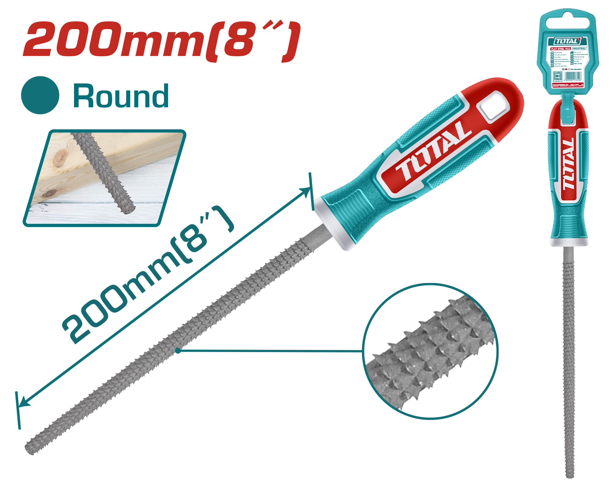Lima për drutë rrethore 200mm TOTAL THT91786