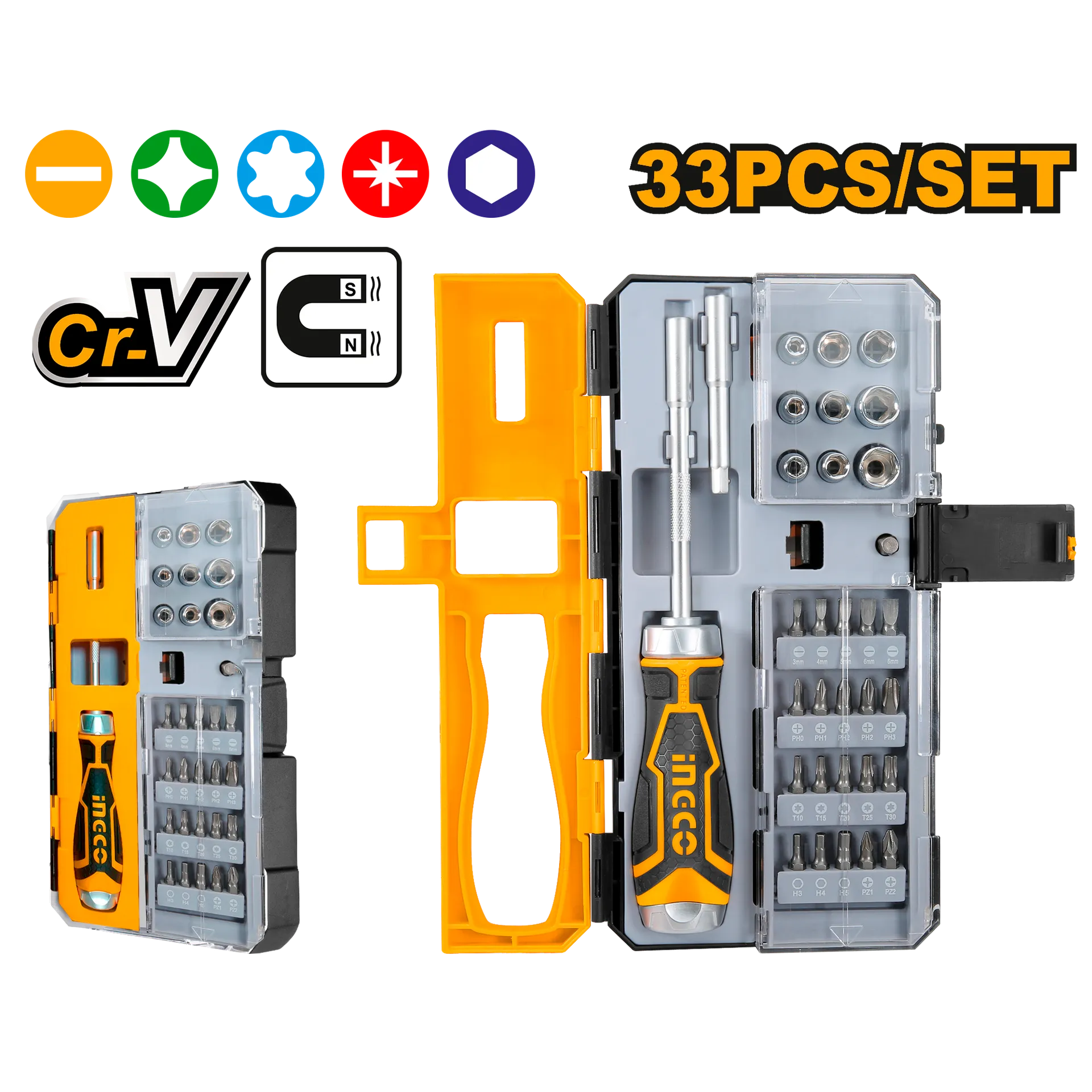 Сет ШТРАФЦИГЕРИ со крцкалка 33/1 INGCO HKSDB0338