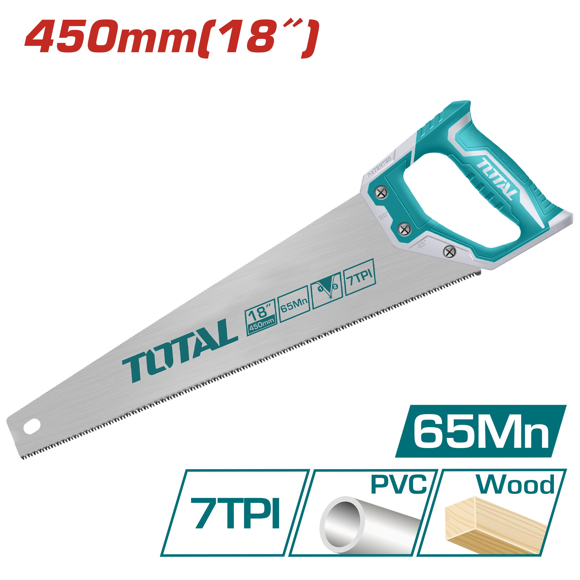 РАЧНА ПИЛА 450mm 7TPI ПВЦ И ДРВО TOTAL THT55186