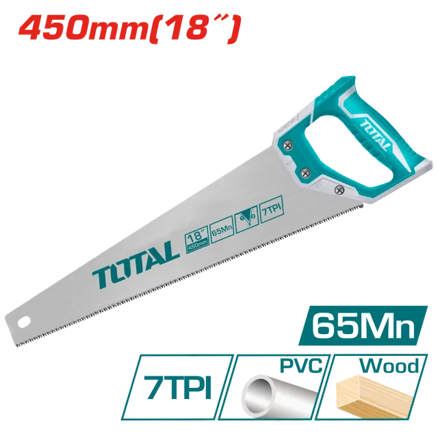 Sharrë e dorës 450mm 7TPI PVC dhe drusht TOTAL THT55186