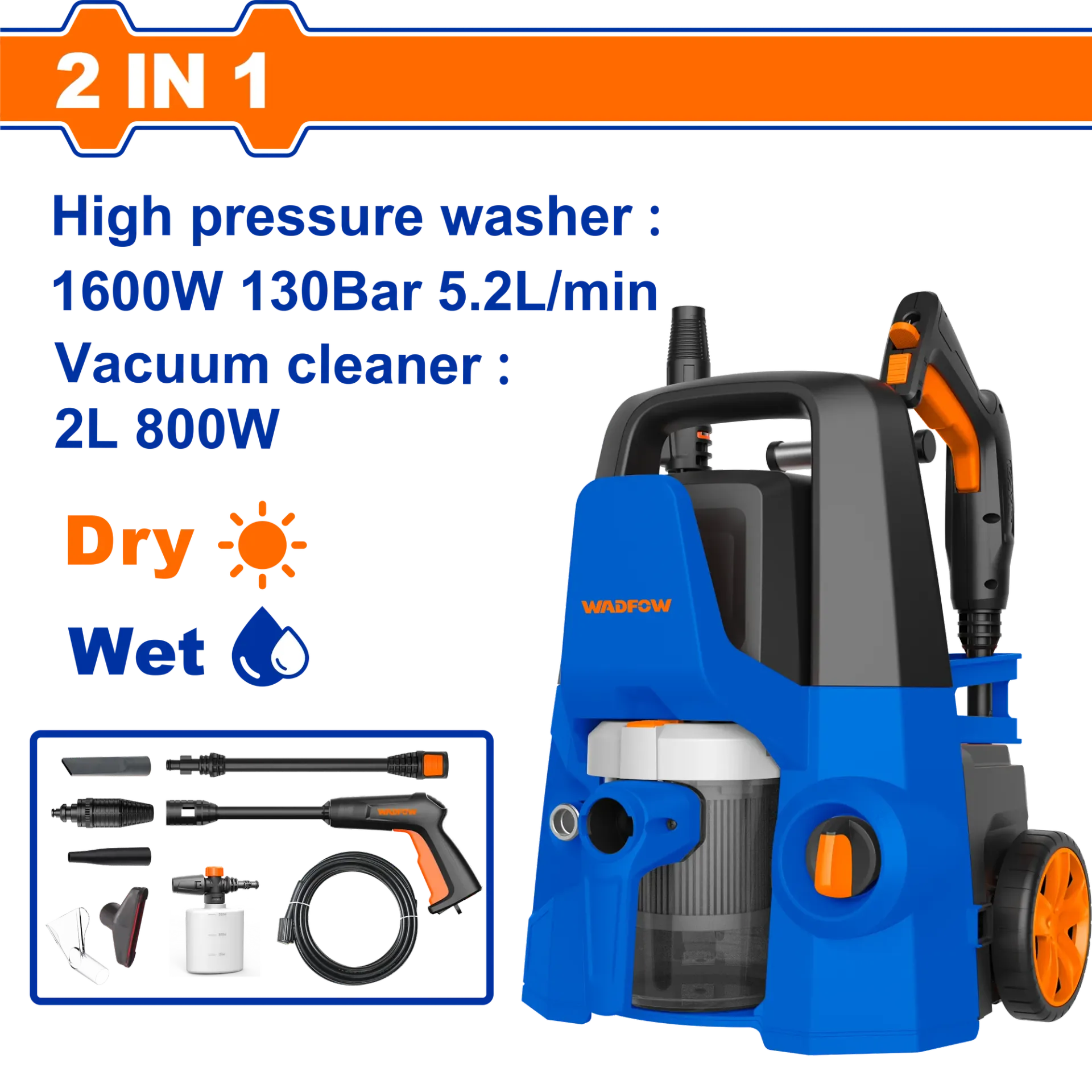 Presa nënnivel 1600W + thithëse e drejtë 800W WADFOW WHP4A16