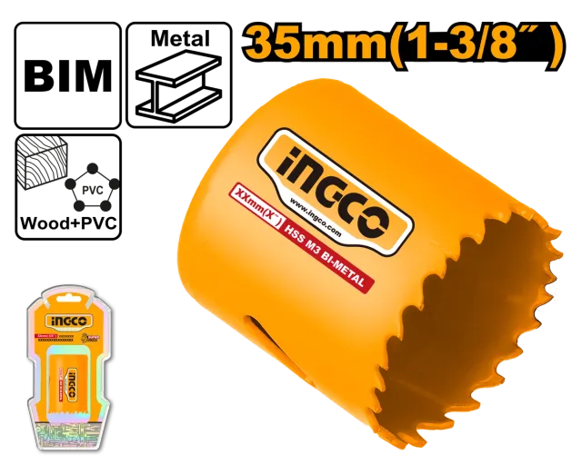 КРУНА HSS M3 БИ-МЕТАЛ за дрво и ПВЦ INGCO 35mm HSB10351