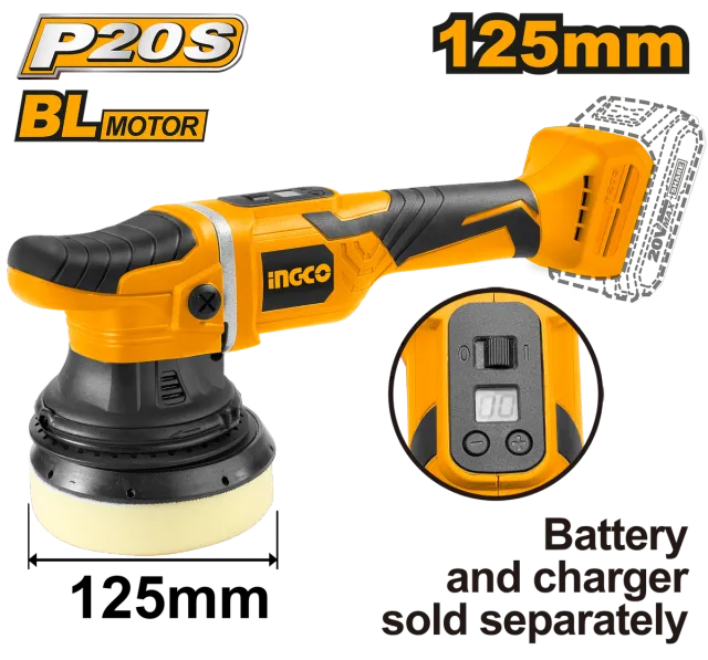 ПОЛИРКА 125mm 20V СОЛО БЕЗ БАТЕРИИ INGCO APLI2002