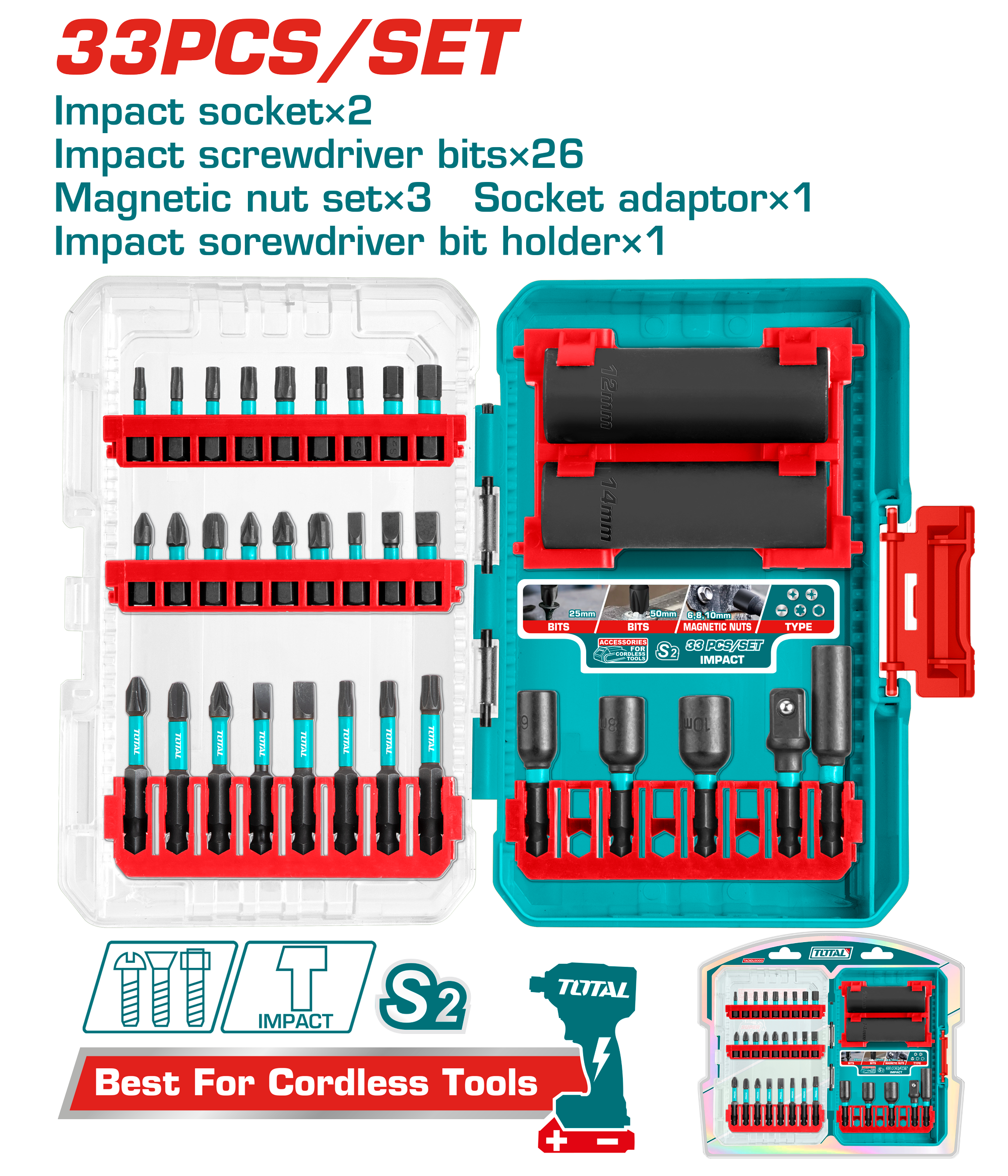 Bitë set + përshtatës 33/1 TOTAL TACSDL63306