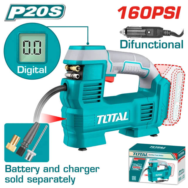 КОМПРЕСОР НА БАТЕРИИ 20V СОЛО БЕЗ БАТЕРИИ 160PSI TOTAL TACLI2012