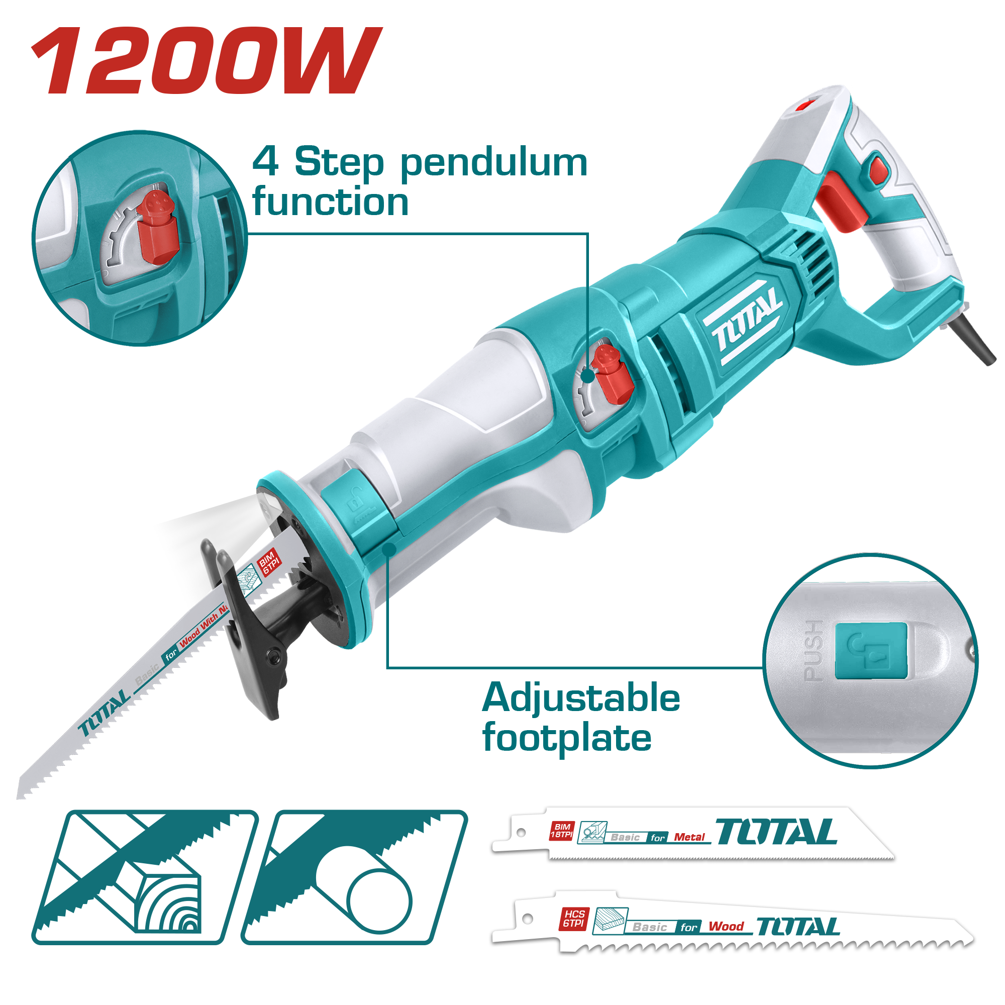 РЕЦИПРОЧНА ПИЛА САБЈАРКА 1200W TOTAL TS1001201