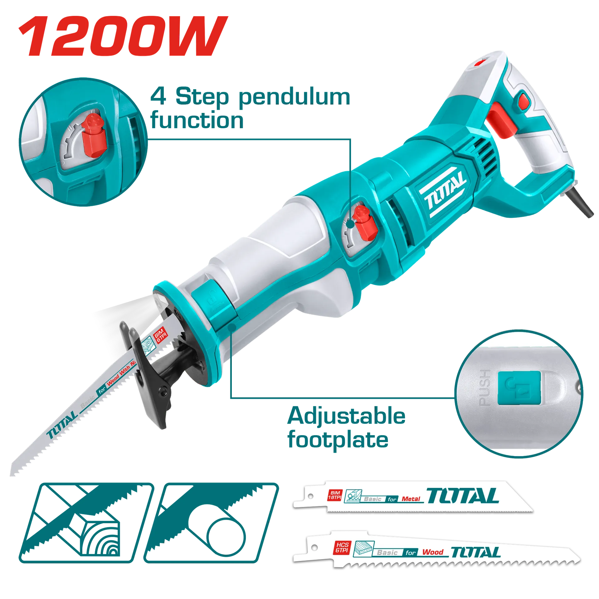 РЕЦИПРОЧНА ПИЛА САБЈАРКА 1200W TOTAL TS1001201