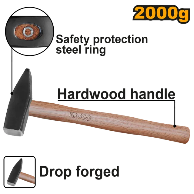 Чекан со дрвена рачка INGCO 2000GR HMH042000