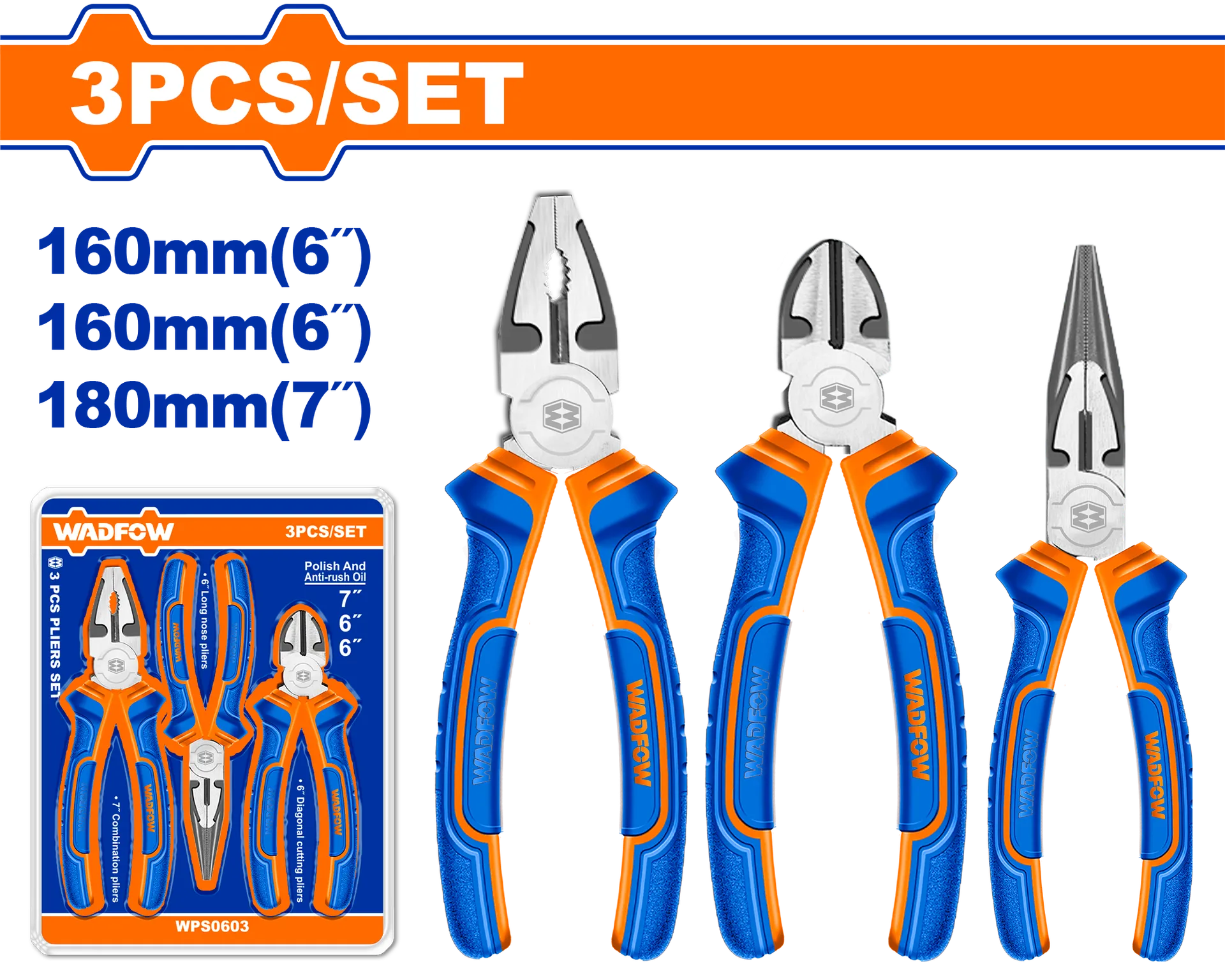 Kompleti me 3 pincë WADFOW WPS0603