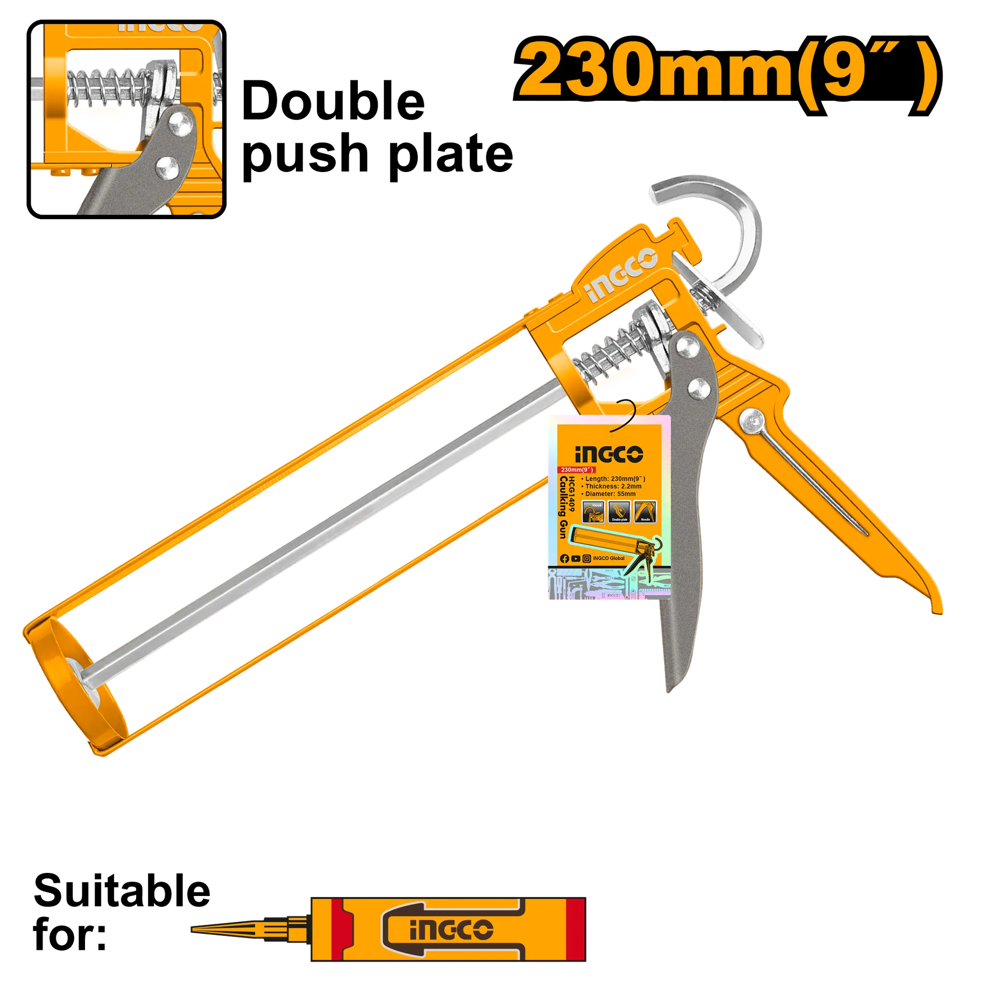 Pistol për silikun INGCO-skelet HCG1409