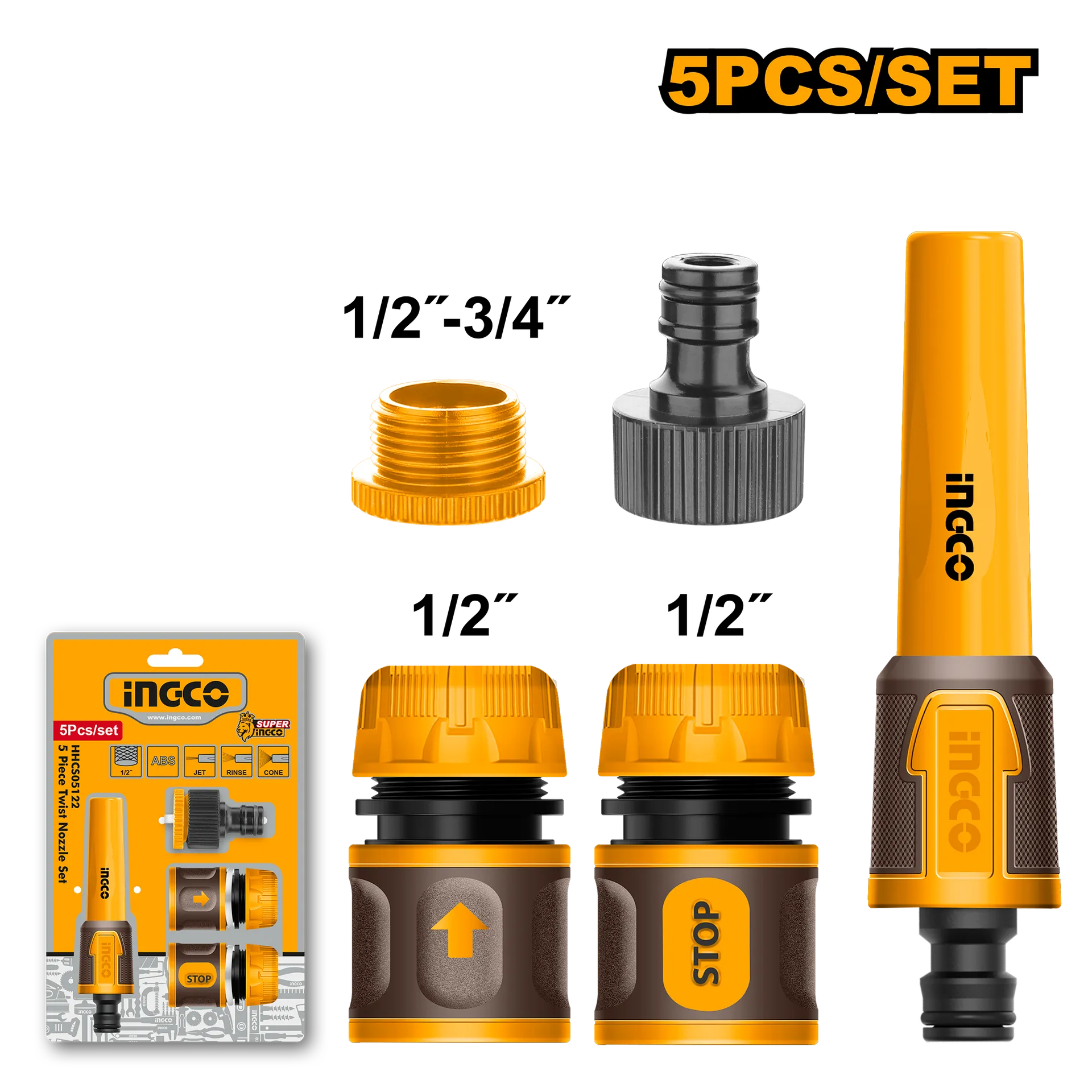Spërkatës + bashkuesa për tubing 5/1 set INGCO HHCS05122