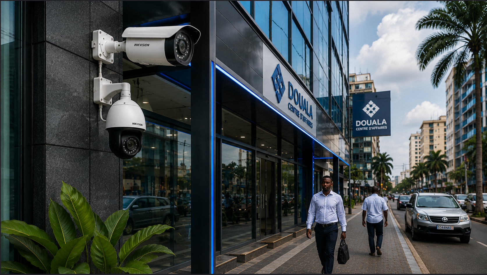 Installation professionnelle de caméras de vidéosurveillance IP à Douala.