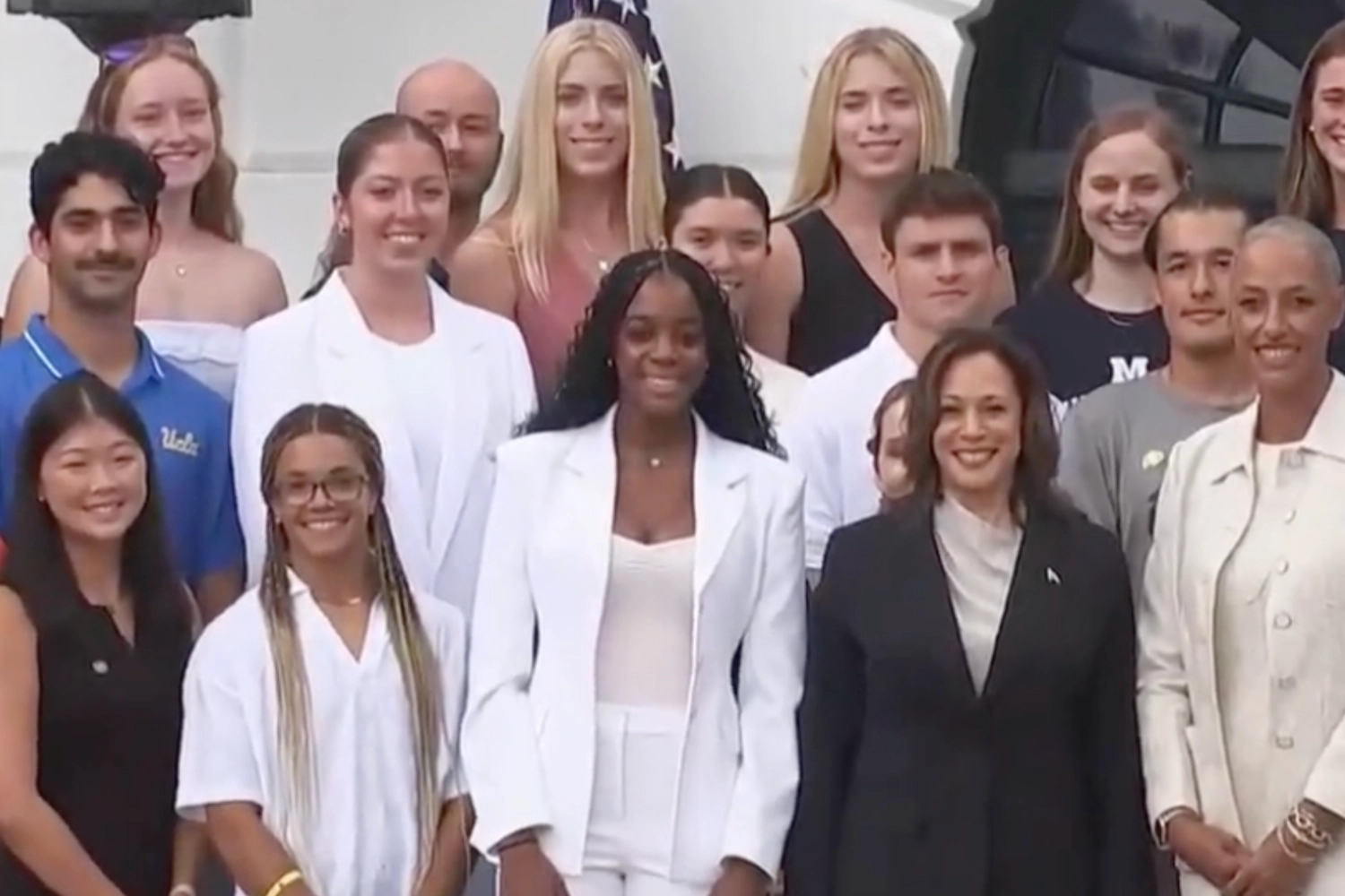 Vice President Harris with a diverse group of young people visiting the White House