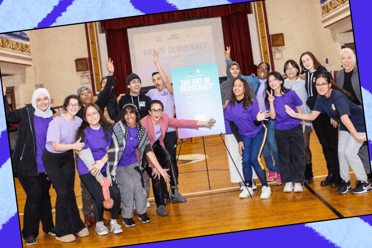 The DoSomething team engages young people at their school, helping them to discover their civic voices