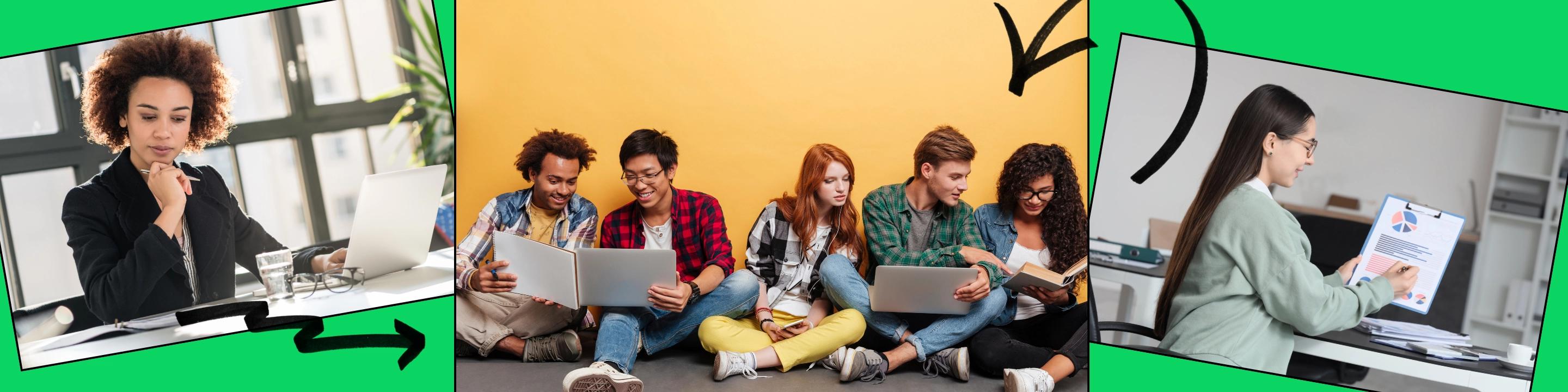 Teal and green gradient graphic image of various types of dollar bills