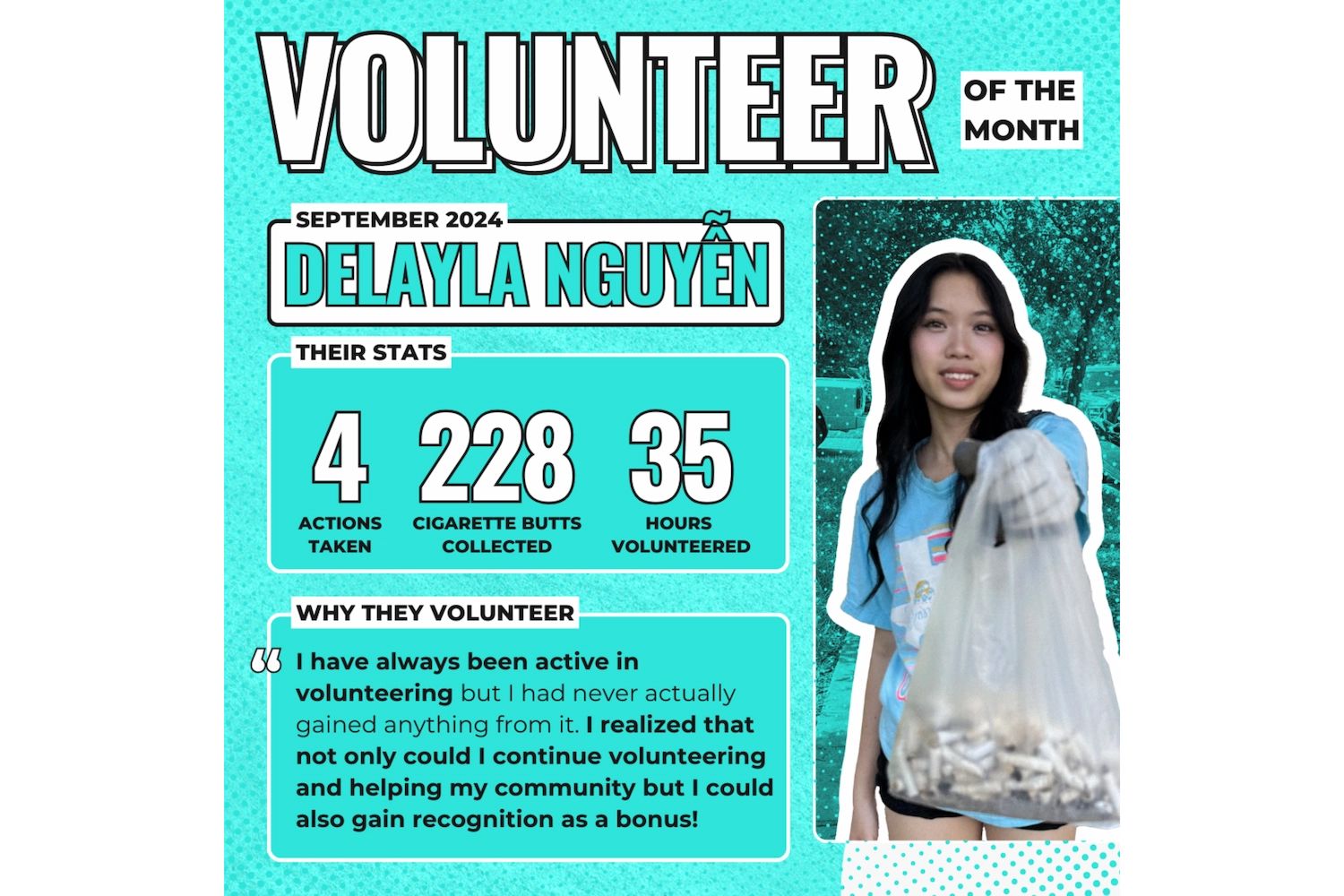 The New Volunteers - Volunteer of the Month September 2024 - Delayla