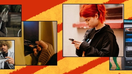 A collage of individuals engaging with technology, including smartphone use and an ATM interaction. The image highlights the importance of community engagement and accessibility in civic opportunities.