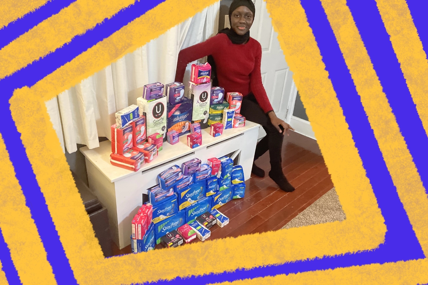 Young people volunteering their time for their community, and donating period products to those in need