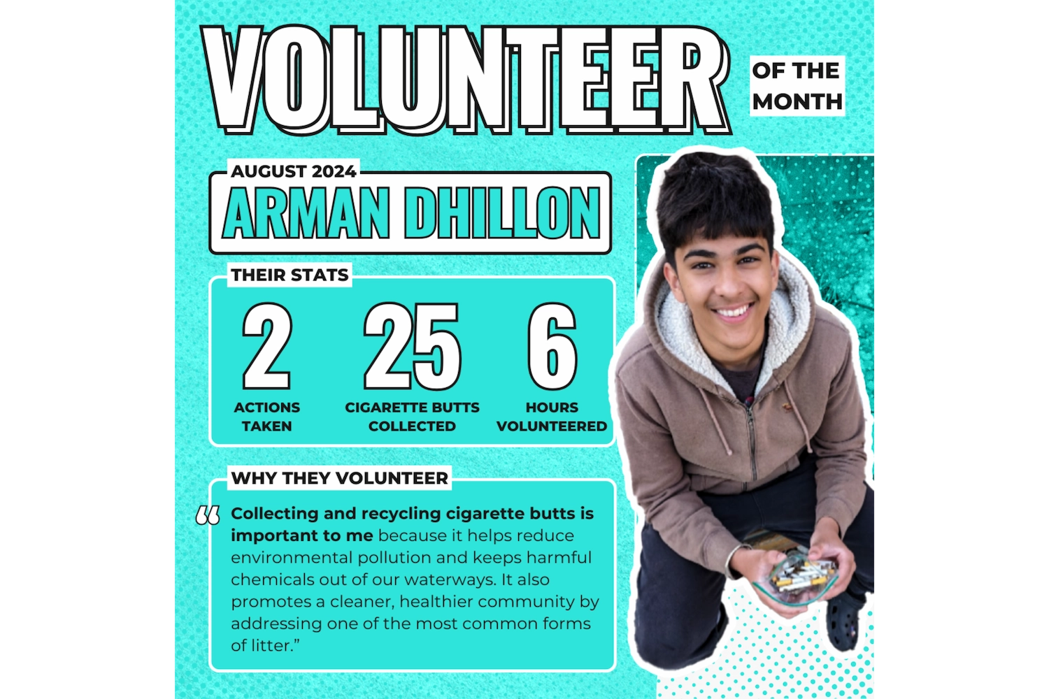 The New Volunteers - Volunteer of the Month August 2024 - Arman