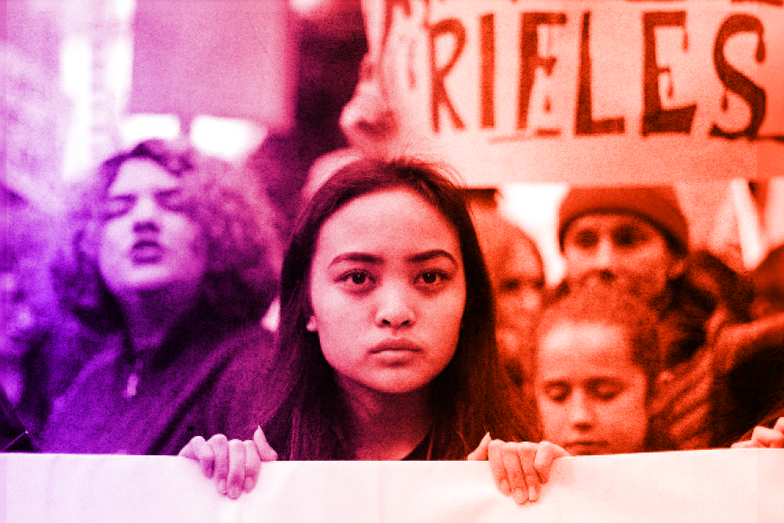 Young people at a protest