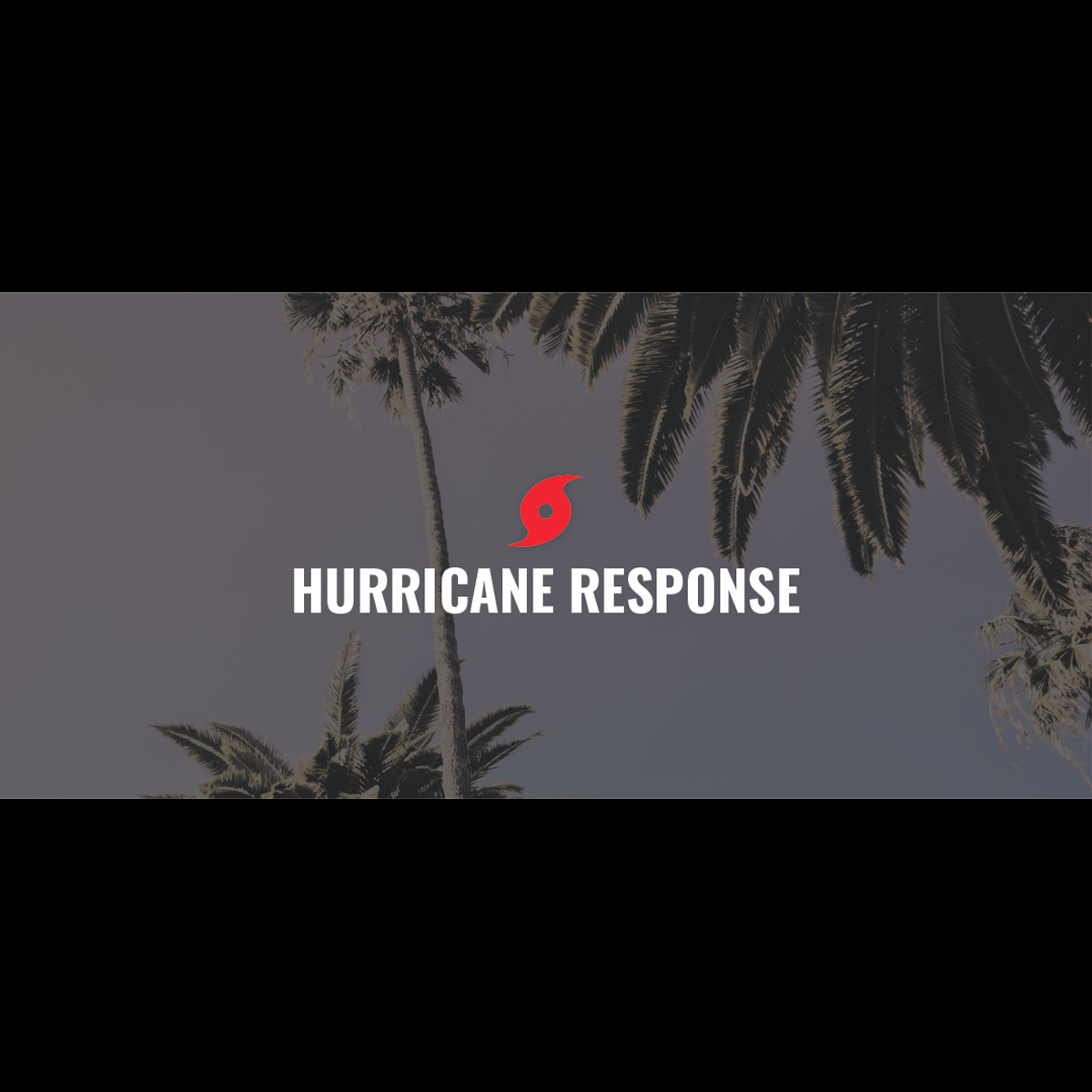 A graphic featuring the text 'HURRICANE RESPONSE' prominently displayed, accompanied by an icon symbolizing a hurricane. This image represents volunteer and community service initiatives aimed at assisting those affected by hurricanes.